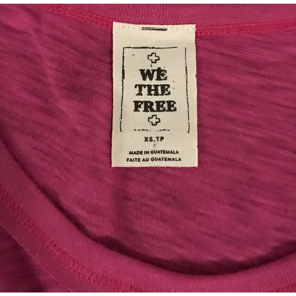 Free People We The Free So Easy Flutter Tee XS Raspberry Short Sleeve Boho Top